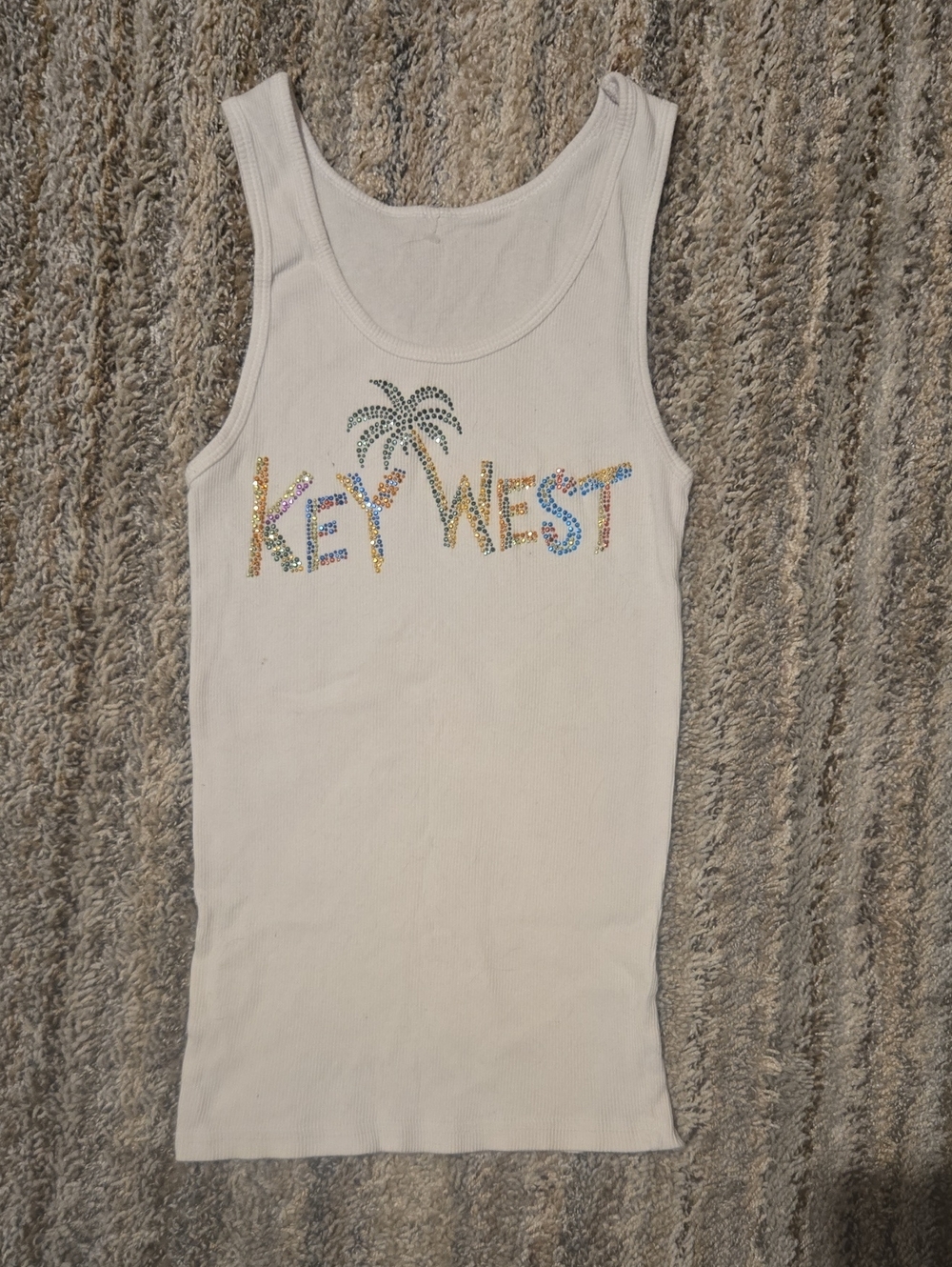 White Key West Rhinestone Tank Top